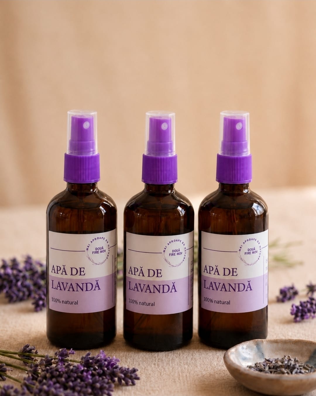 Pachet - Răsfăț cu Lavandă - 3 x Apă florală de lavandă, 100% naturală, spray, 100ml