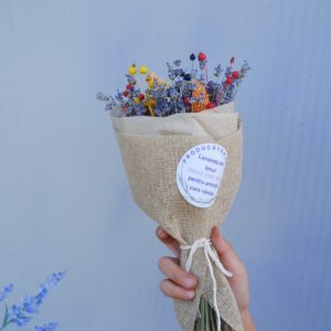 Buchețel cu lavandă și flori prezervate, culori de toamnă, pentru ocazii speciale, început de școală