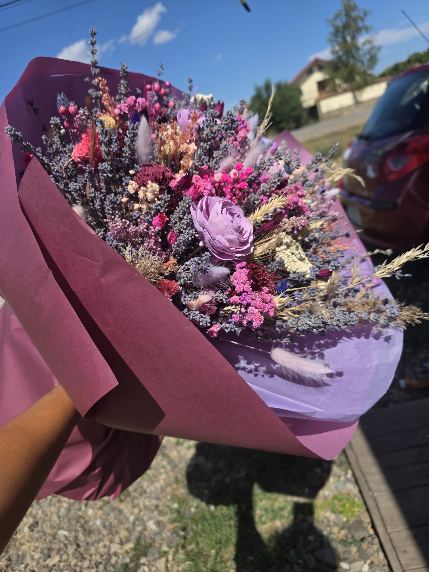 Buchet premium cu lavandă și flori prezervate, pentru ocazii speciale, început de școală - imagine 4