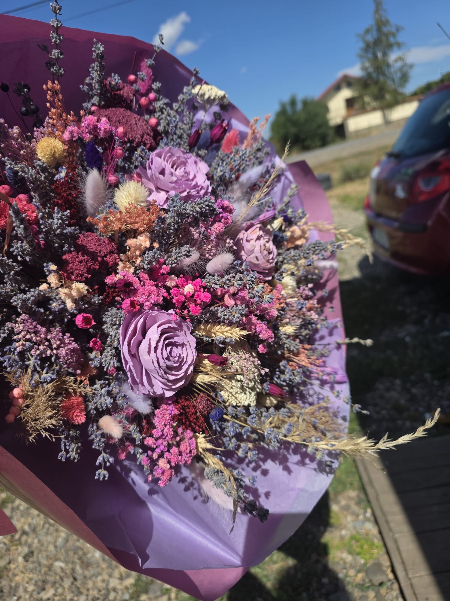 Buchet premium cu lavandă și flori prezervate, pentru ocazii speciale, început de școală - imagine 5